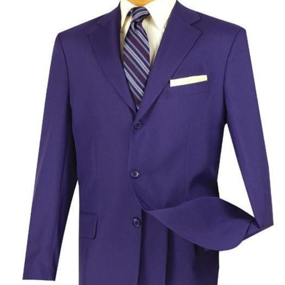 dark purple zoot suit, hat and pocket watch